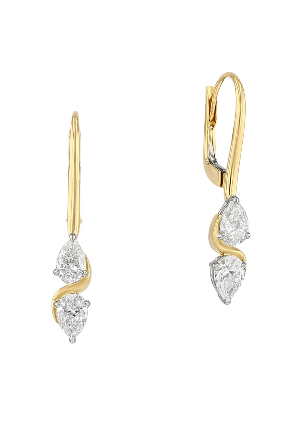 PHILLIPS HOUSE-One of One Double Pear Cuddle Leverback Earrings-YELLOW GOLD