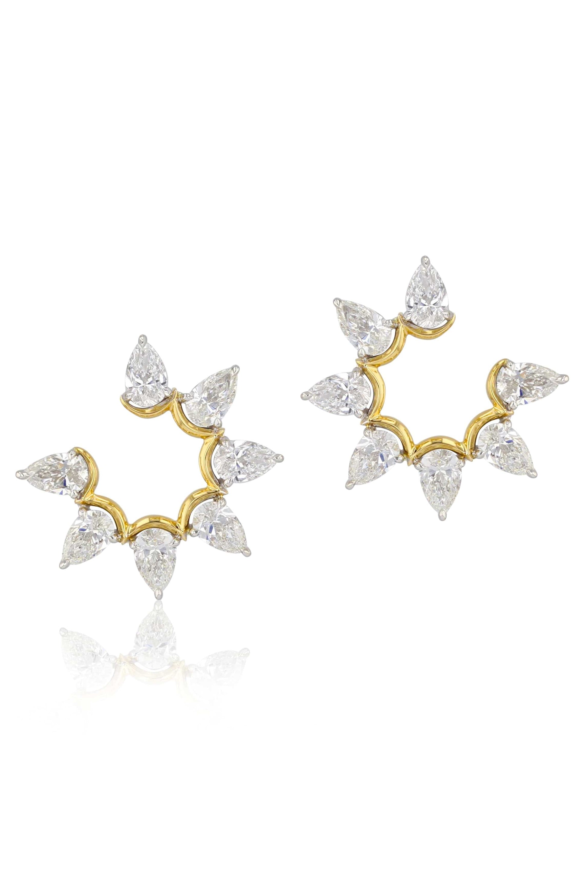 PHILLIPS HOUSE-Platinum Pear Fan Earrings-YELLOW GOLD