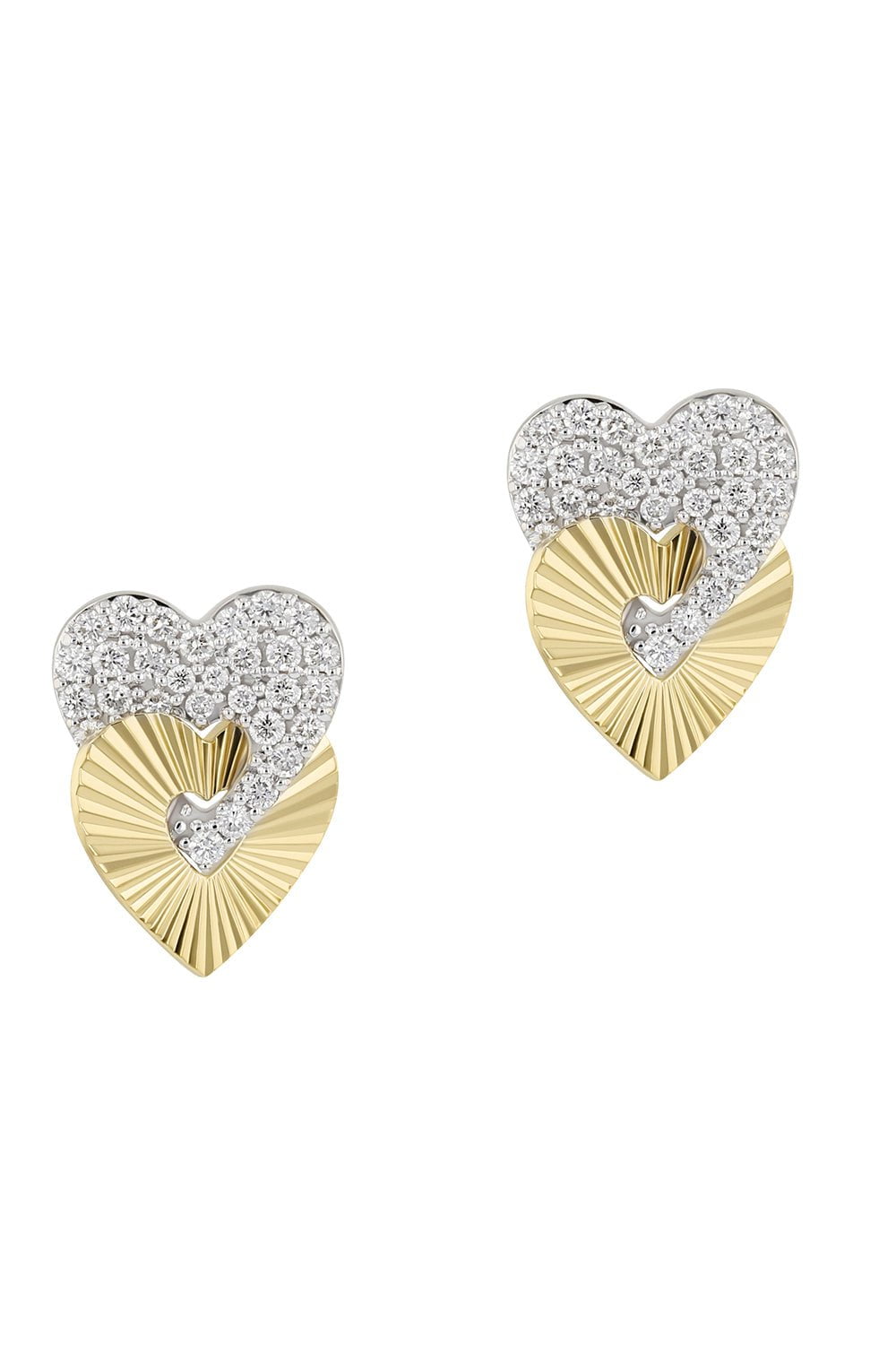 PHILLIPS HOUSE-Small Aura Interlocking Heart Stud Earrings-YELLOW GOLD