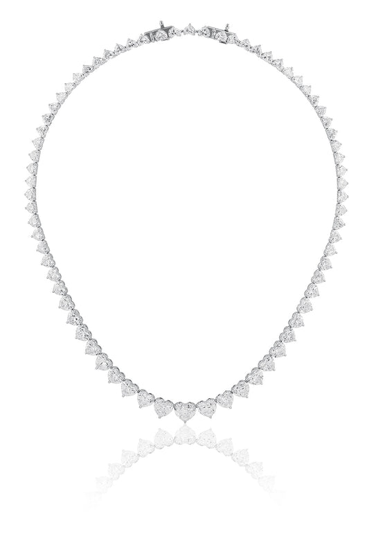 Heart Diamond Graduated Riviera Necklace-PLATINUM-JEWELRYFINE JEWELNECKLACE O-PHILLIPS HOUSE