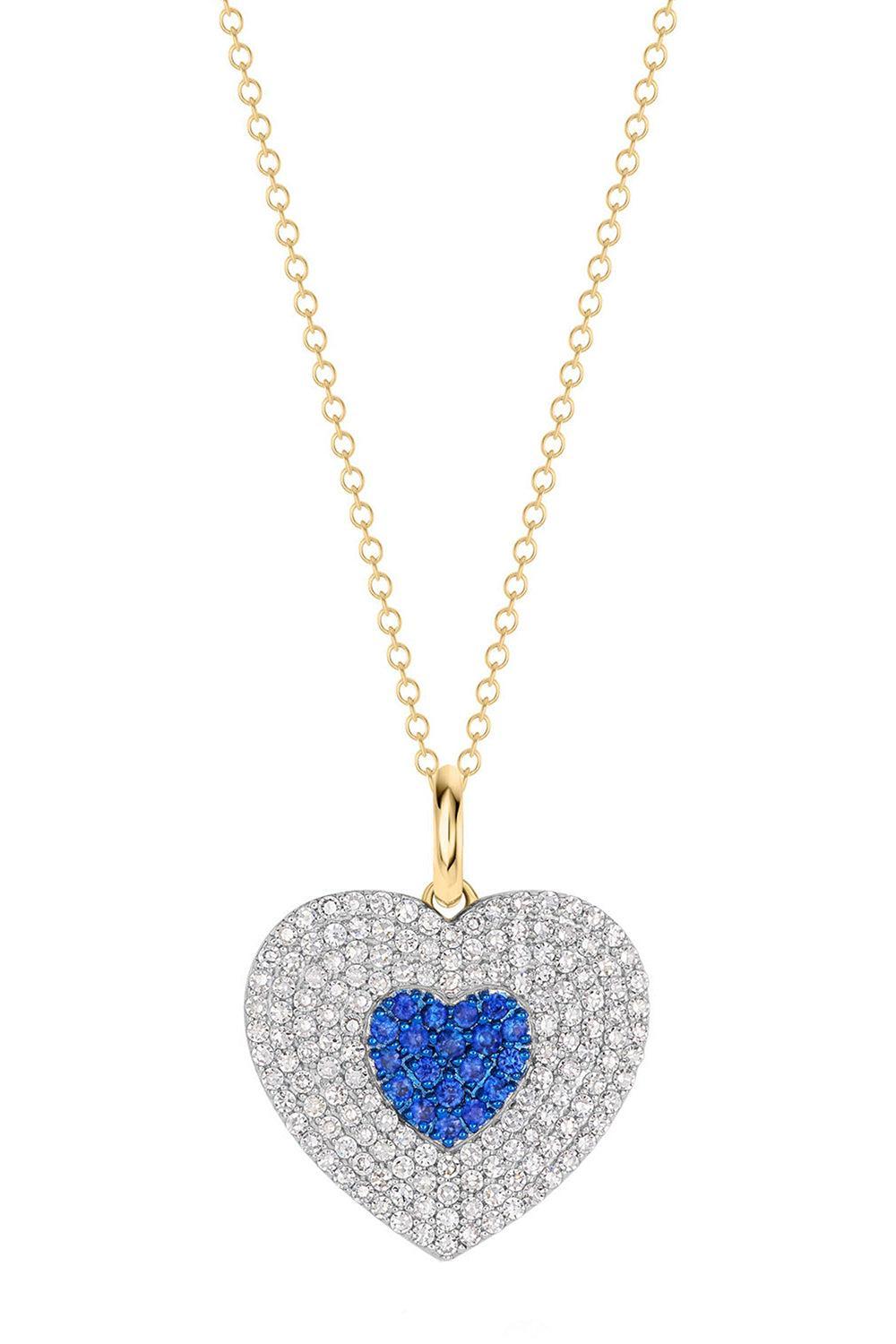 Diamond Blue Sapphire Infinity Heartbeat Necklace-YELLOW GOLD-18-JEWELRYFINE JEWELNECKLACE O-PHILLIPS HOUSE