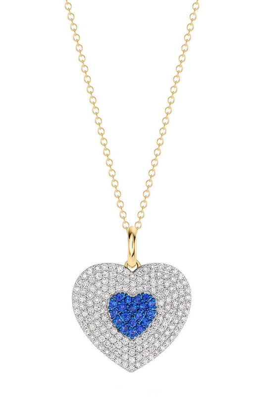 Diamond Blue Sapphire Infinity Heartbeat Necklace-YELLOW GOLD-18-JEWELRYFINE JEWELNECKLACE O-PHILLIPS HOUSE