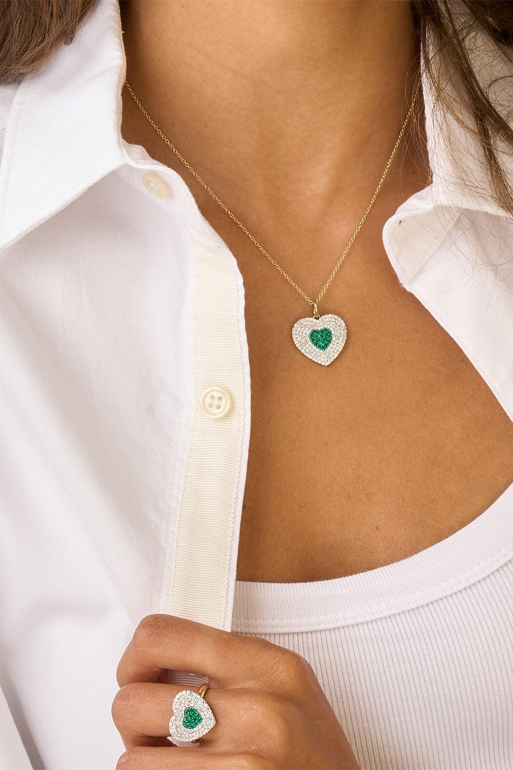 Diamond Emerald Infinity Heartbeat Necklace-YELLOW GOLD-18-JEWELRYFINE JEWELNECKLACE O-PHILLIPS HOUSE