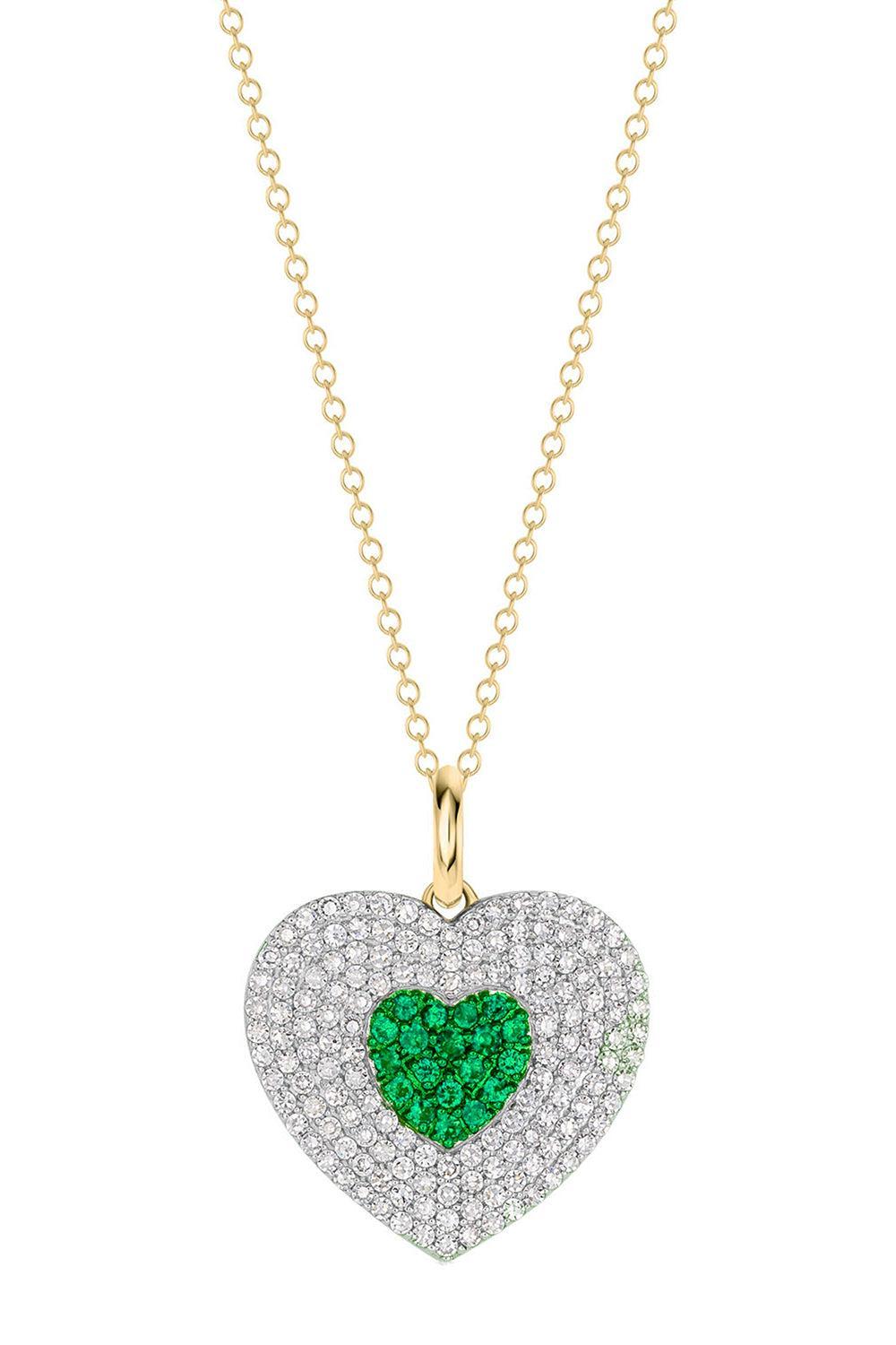 Diamond Emerald Infinity Heartbeat Necklace-YELLOW GOLD-18-JEWELRYFINE JEWELNECKLACE O-PHILLIPS HOUSE