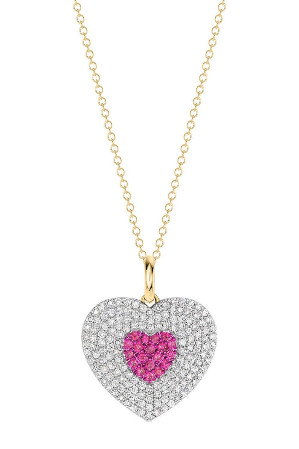 Diamond Pink Sapphire Infinity Heartbeat Necklace-YELLOW GOLD-18-JEWELRYFINE JEWELNECKLACE O-PHILLIPS HOUSE