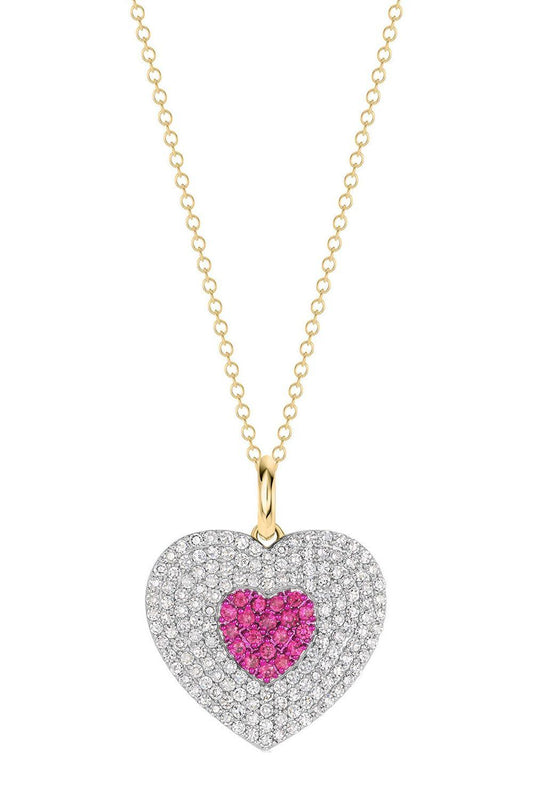 Diamond Pink Sapphire Infinity Heartbeat Necklace-YELLOW GOLD-18-JEWELRYFINE JEWELNECKLACE O-PHILLIPS HOUSE