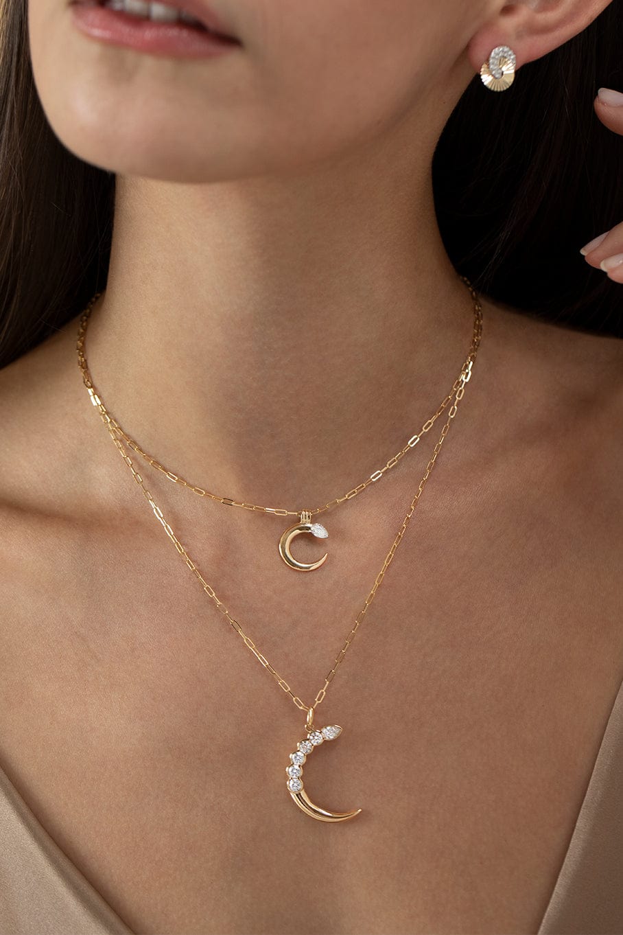 PHILLIPS HOUSE-Diamond Cuddle Crescent Necklace-YELLOW GOLD