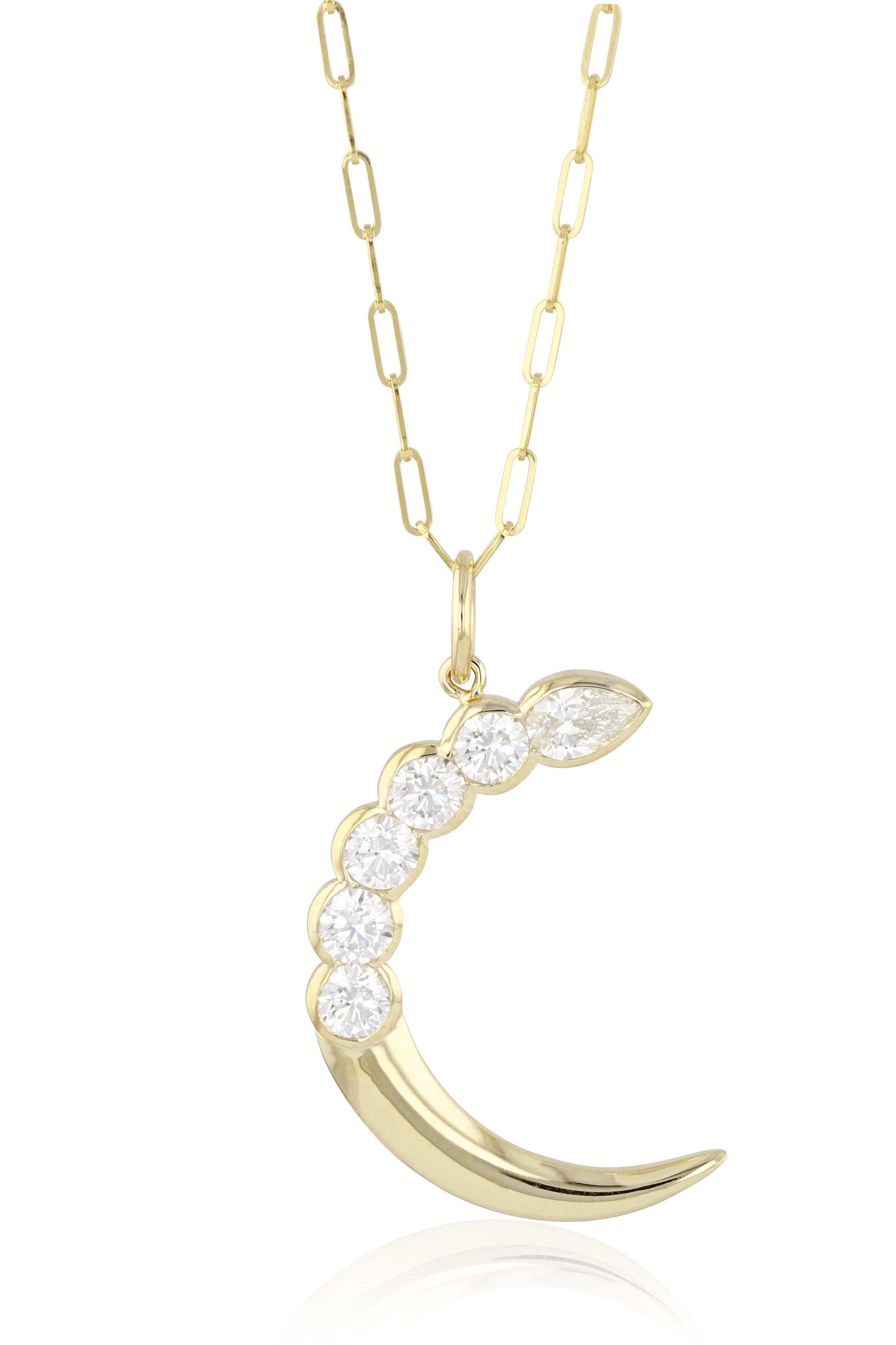 PHILLIPS HOUSE-Diamond Cuddle Crescent Necklace-YELLOW GOLD