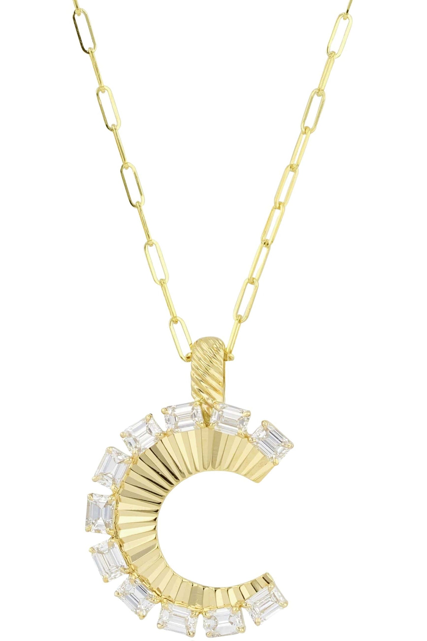 PHILLIPS HOUSE-Emerald Cut Diamond Aura Fan Necklace-YELLOW GOLD