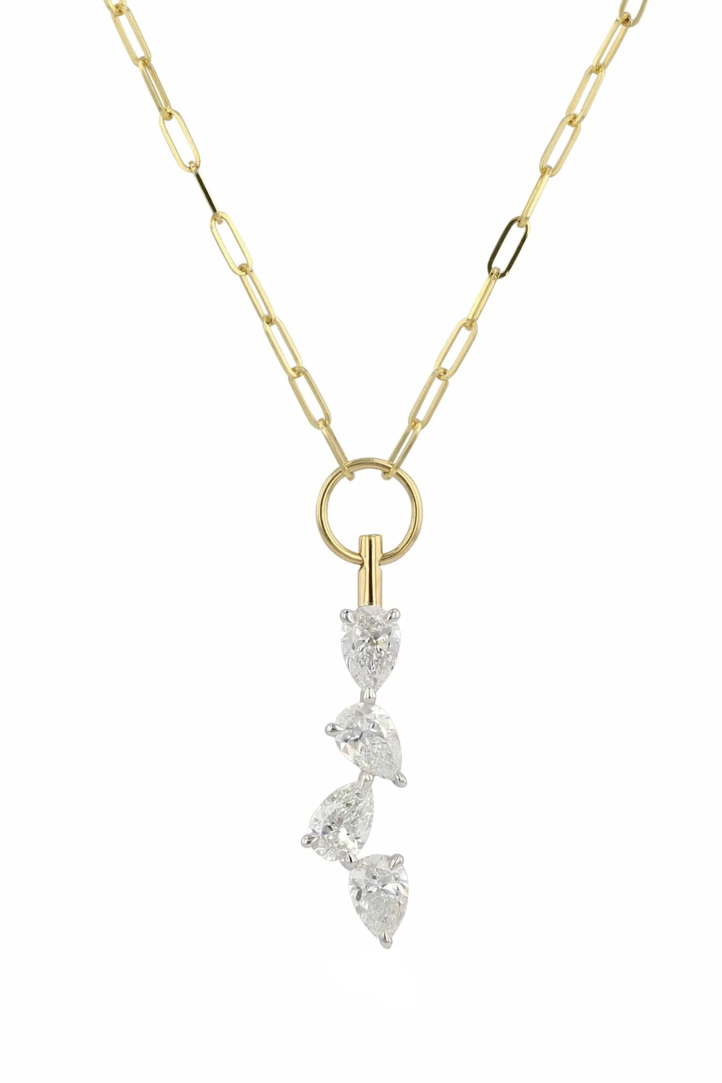 PHILLIPS HOUSE-Platinum Four Pear Drop Necklace-YELLOW GOLD