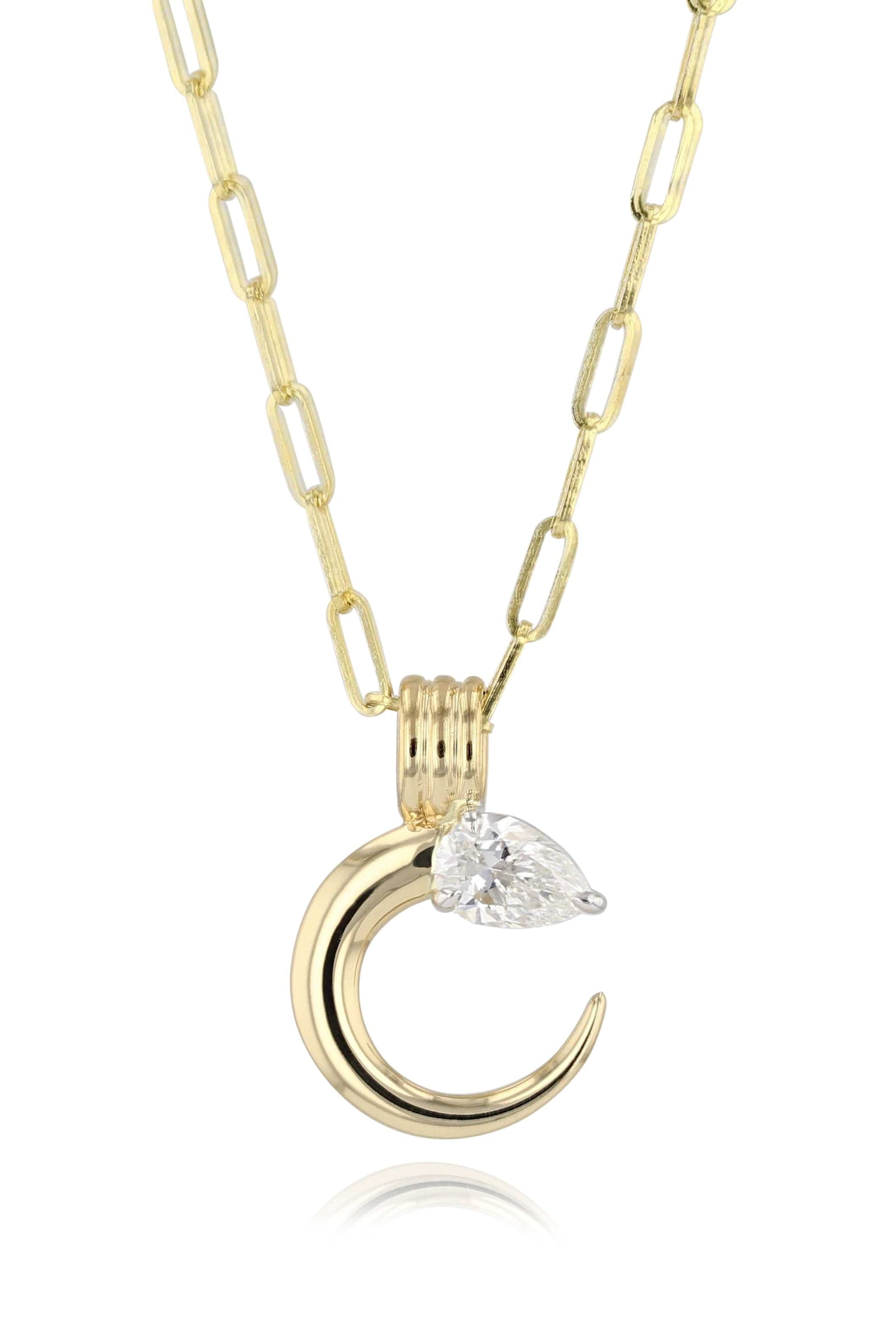 PHILLIPS HOUSE-Platinum Mini Crescent Pear Necklace-YELLOW GOLD