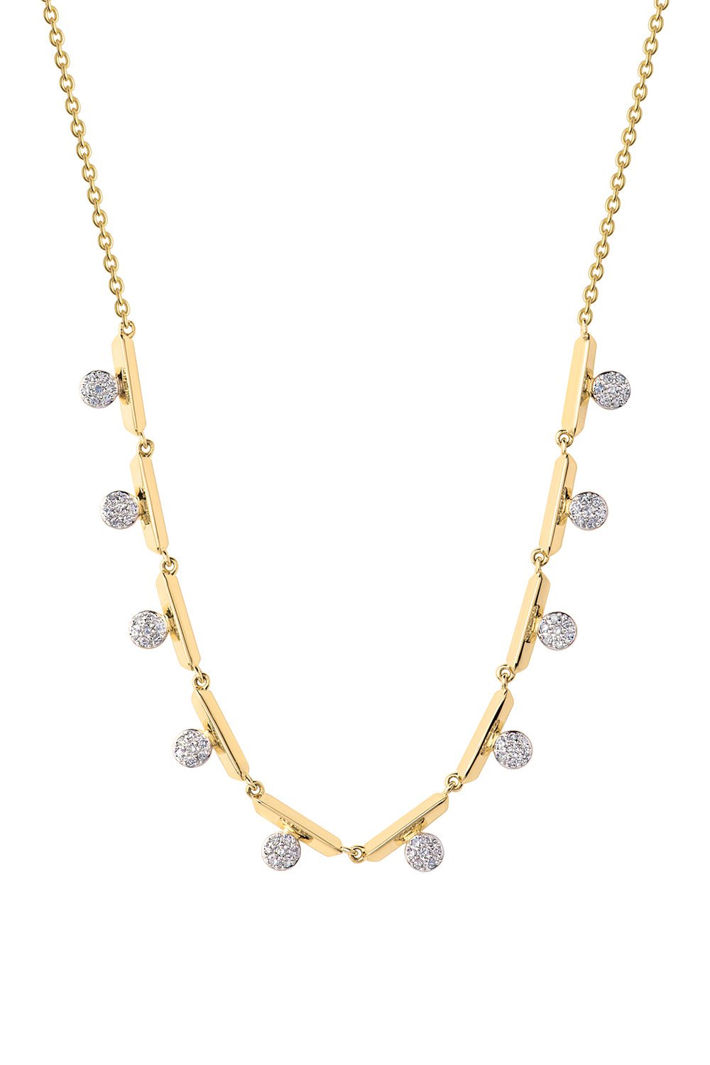 PHILLIPS HOUSE-Ten Station Offset Mini Infinity Necklace-YELLOW GOLD