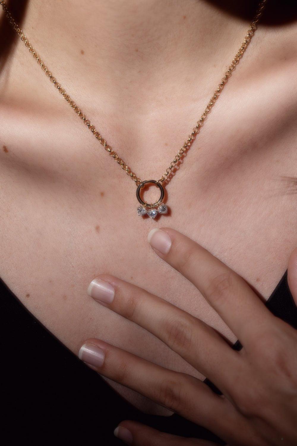 PHILLIPS HOUSE-Triple Heart Necklace-YELLOW GOLD