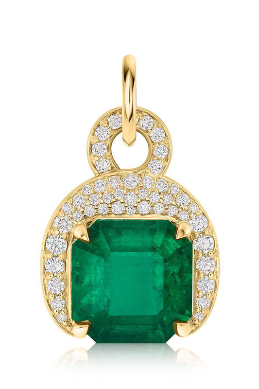 Colombian Muzo Emerald Diamond Pendant-YELLOW GOLD-JEWELRYFINE JEWELPENDANT-PHILLIPS HOUSE