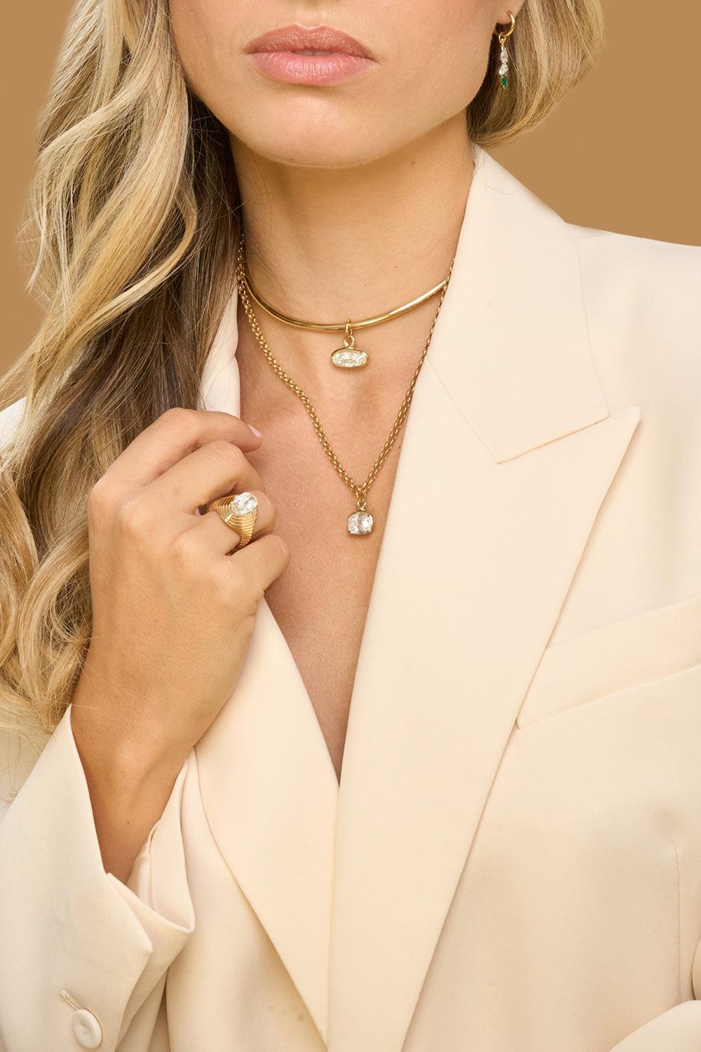Oval Diamond Twist Necklace-YELLOW GOLD-JEWELRYFINE JEWELPENDANT-PHILLIPS HOUSE