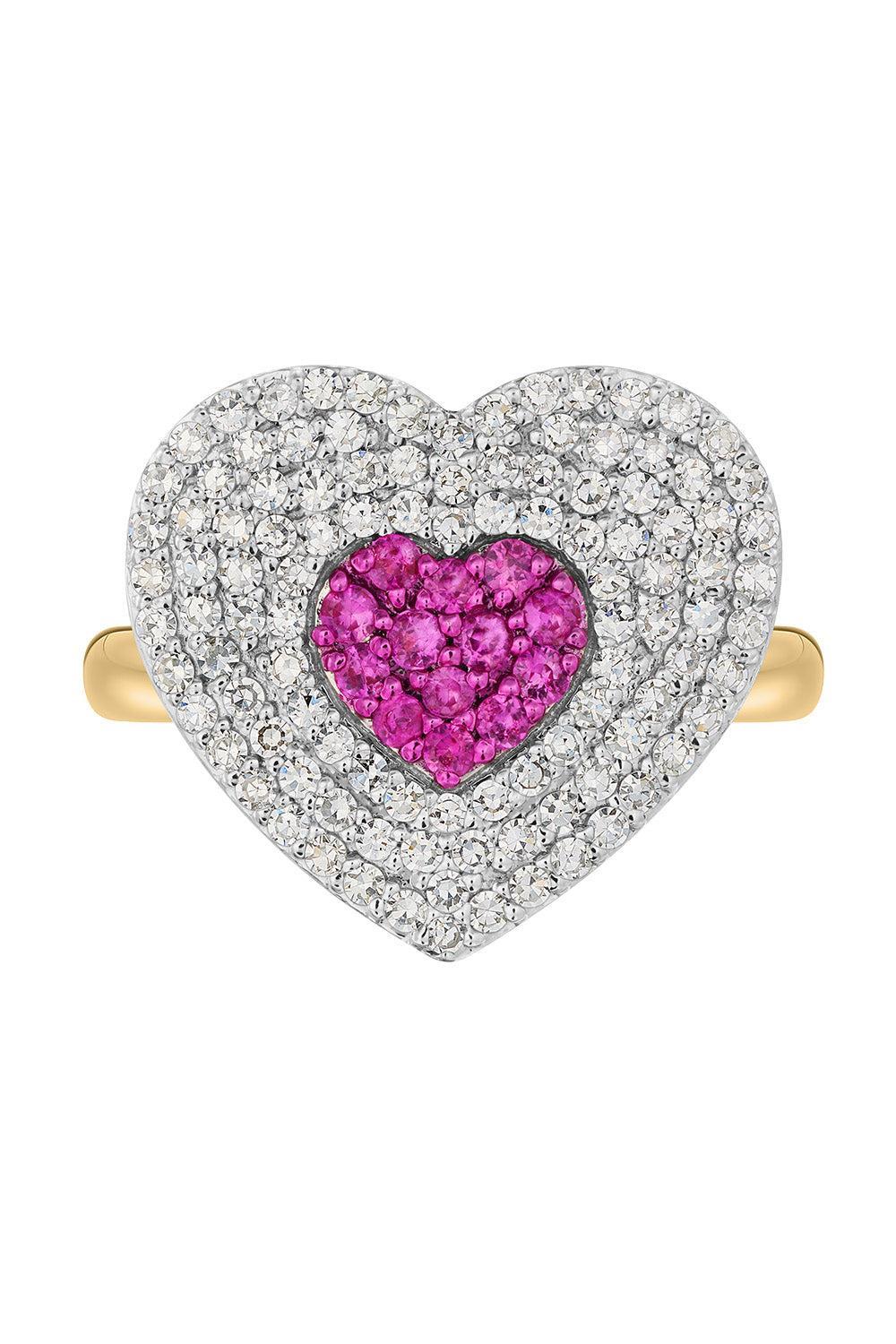 Diamond Pink Sapphire Infinity Heartbeat Ring-YELLOW GOLD-6-JEWELRYFINE JEWELRING-PHILLIPS HOUSE
