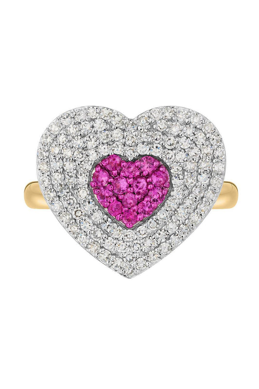 Diamond Pink Sapphire Infinity Heartbeat Ring-YELLOW GOLD-6-JEWELRYFINE JEWELRING-PHILLIPS HOUSE