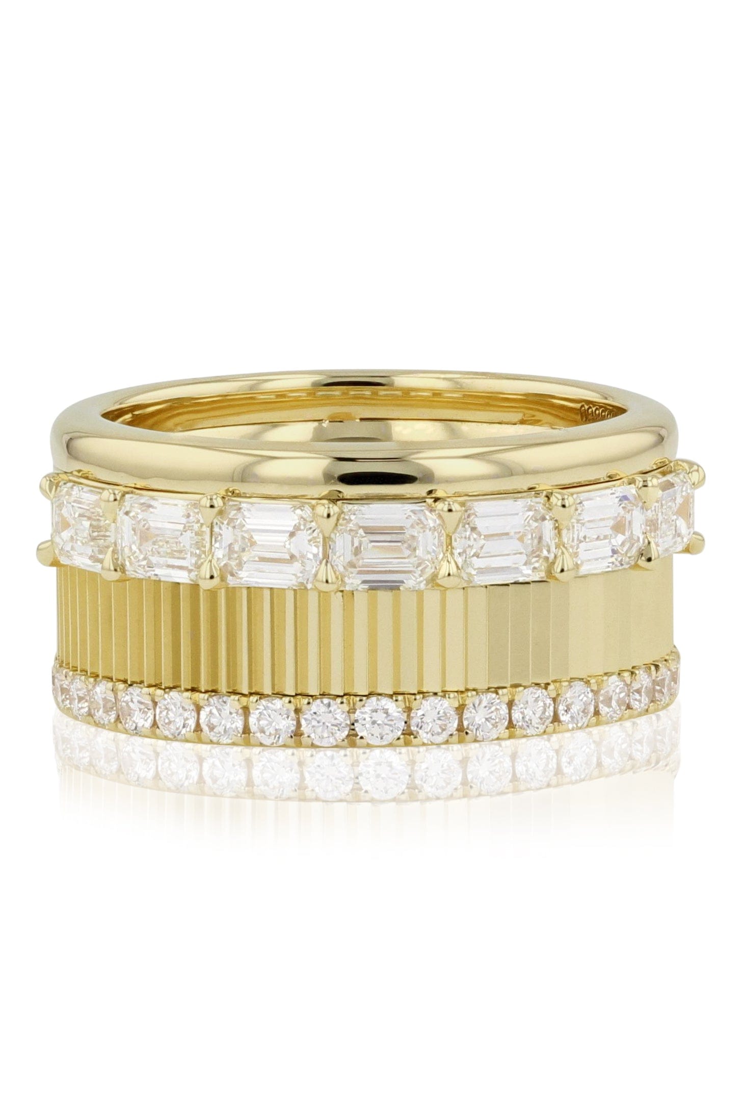 PHILLIPS HOUSE-Emerald Cut Diamond Aura Cigar Band Ring-YELLOW GOLD