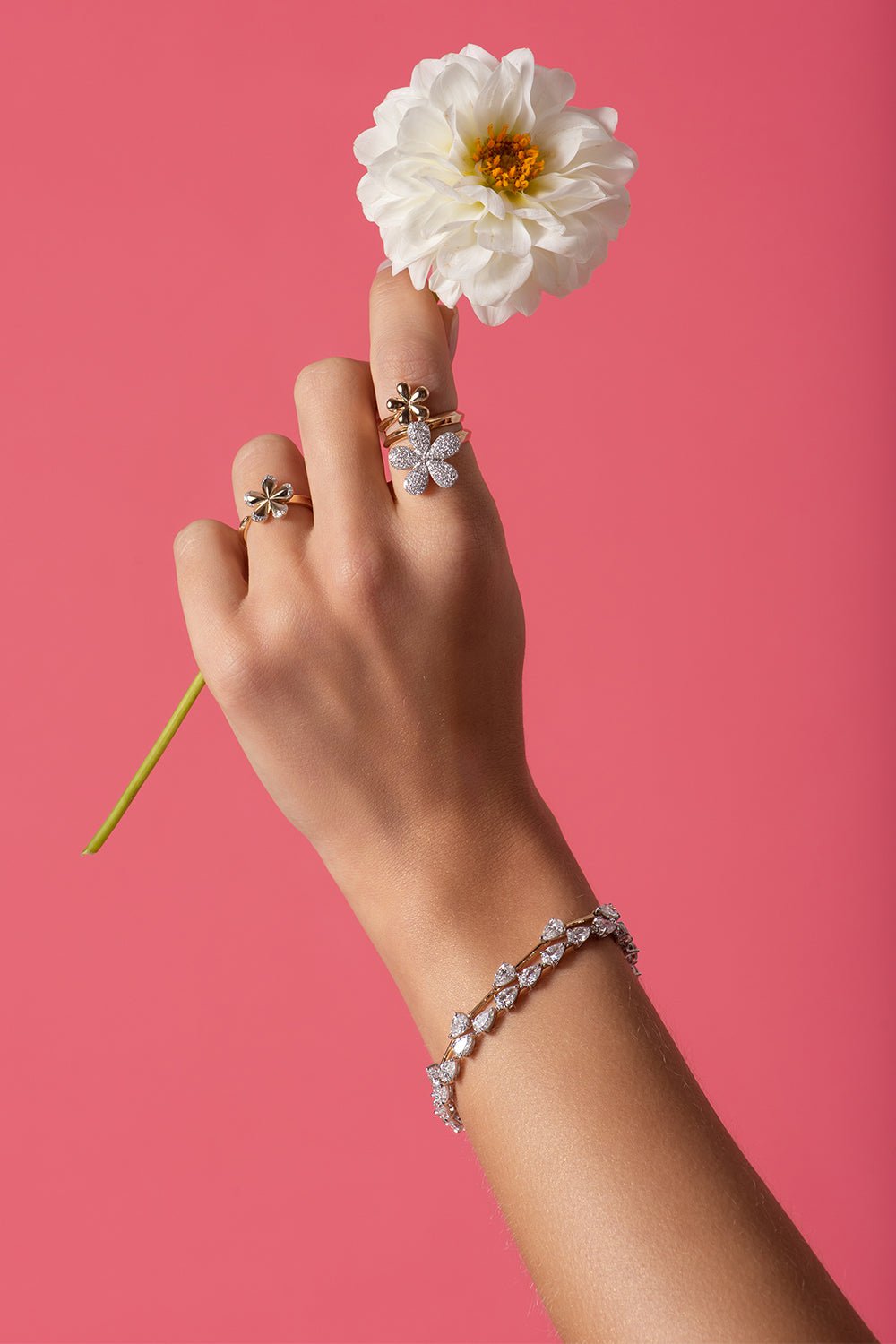 PHILLIPS HOUSE-Forget-Me-Not Large Double Flower Ring-YELLOW GOLD
