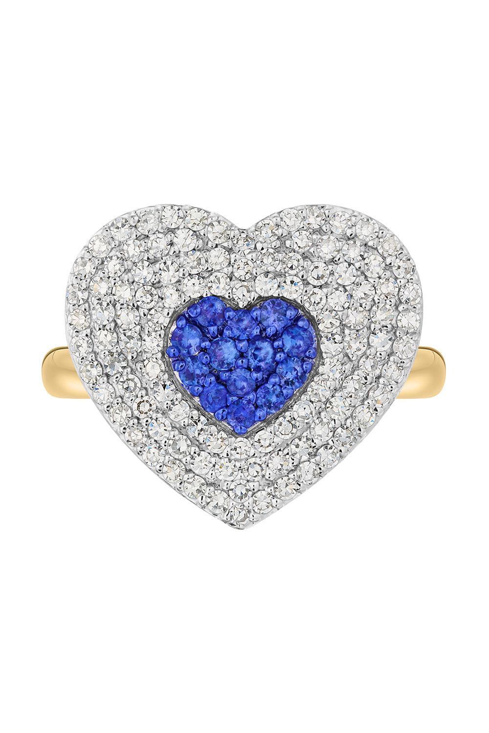 Diamond Blue Sapphire Infinity Heartbeat Ring-YELLOW GOLD-6.25-JEWELRYFINE JEWELRING-PHILLIPS HOUSE