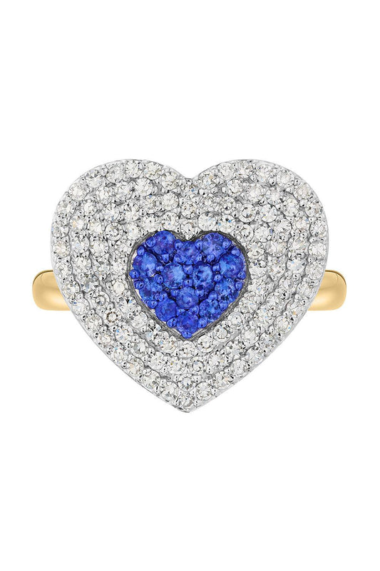 Diamond Blue Sapphire Infinity Heartbeat Ring-YELLOW GOLD-6.25-JEWELRYFINE JEWELRING-PHILLIPS HOUSE