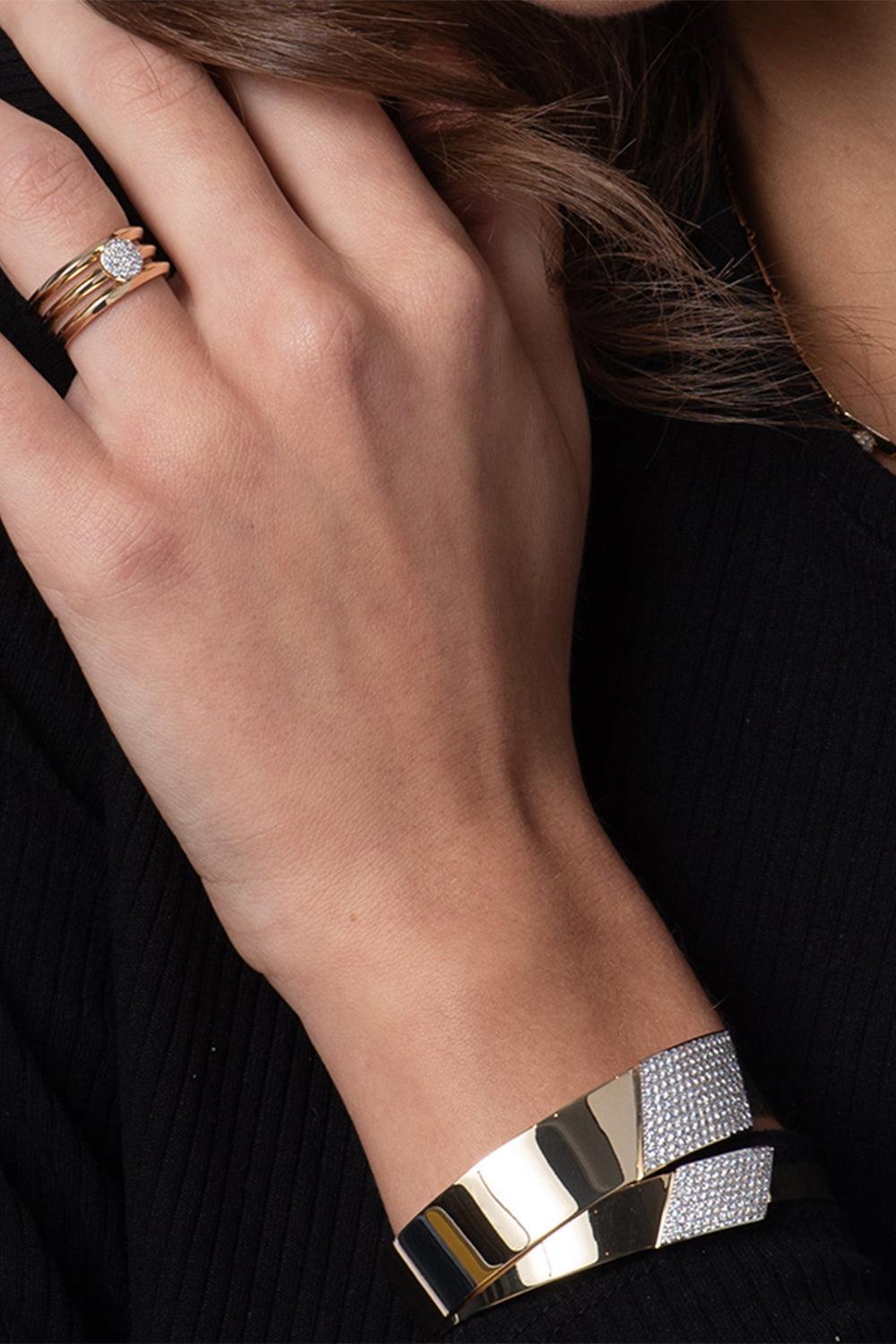 Diamond Infinity Triple Layer Knife Edge Ring-YELLOW GOLD-6.5-JEWELRYFINE JEWELRING-PHILLIPS HOUSE