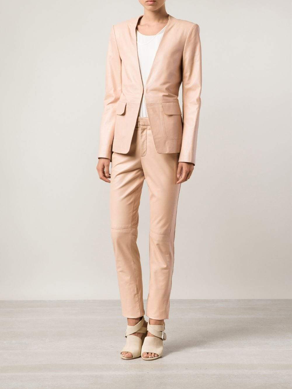 PHILOSOPHY-Leather Jacket With Rose Gold-