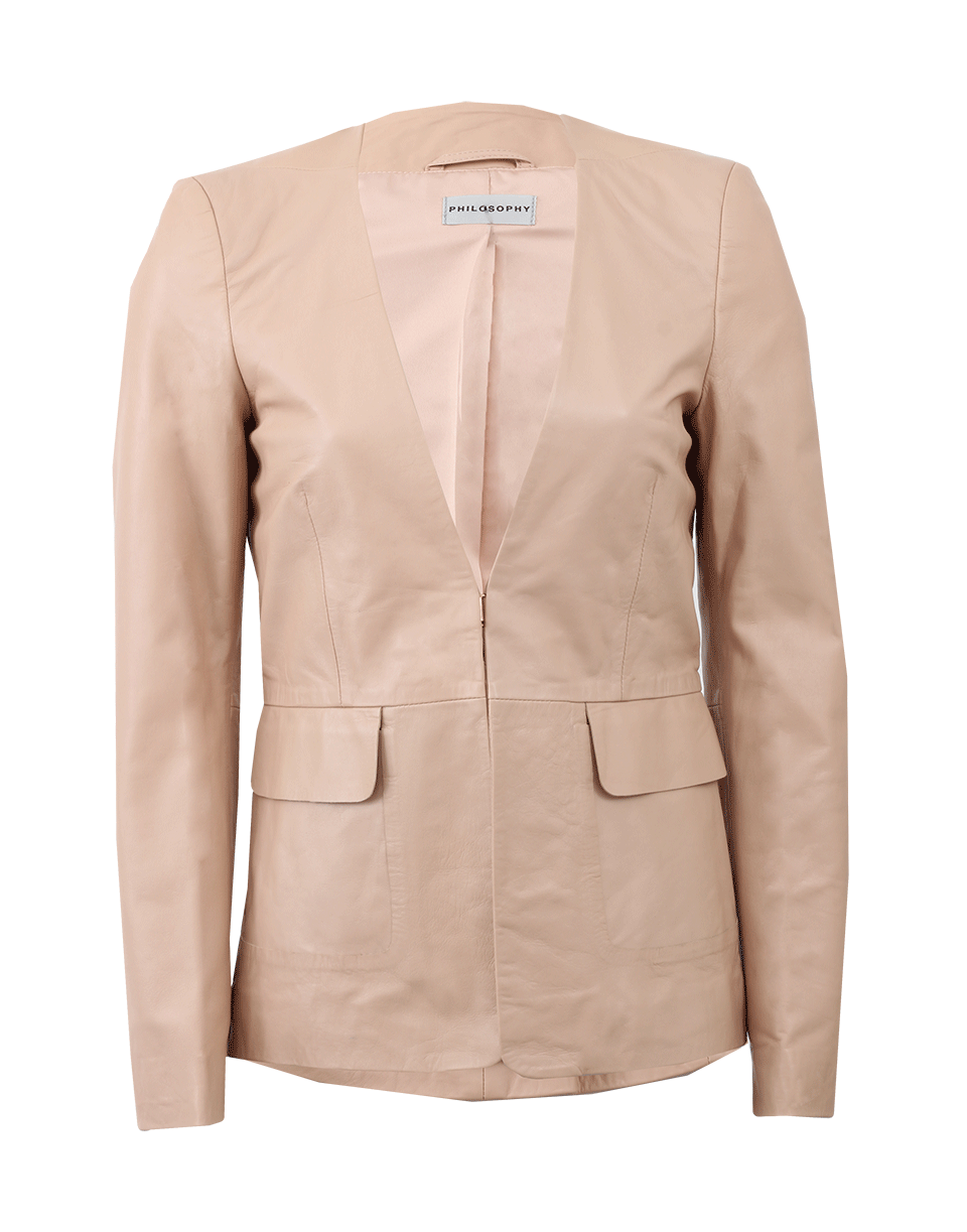 PHILOSOPHY-Leather Jacket With Rose Gold-