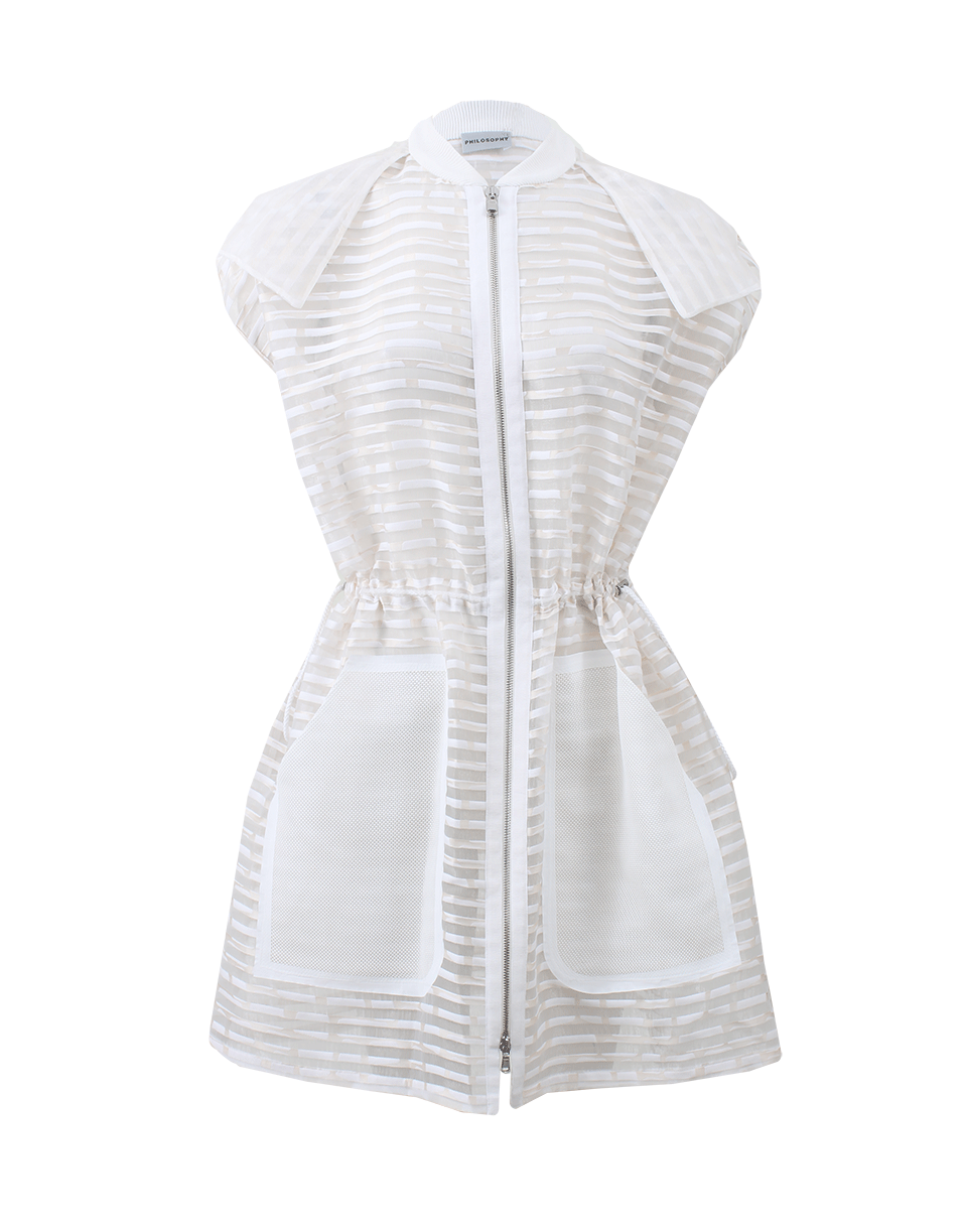 PHILOSOPHY-Striped Organza Zip Front Jacket-