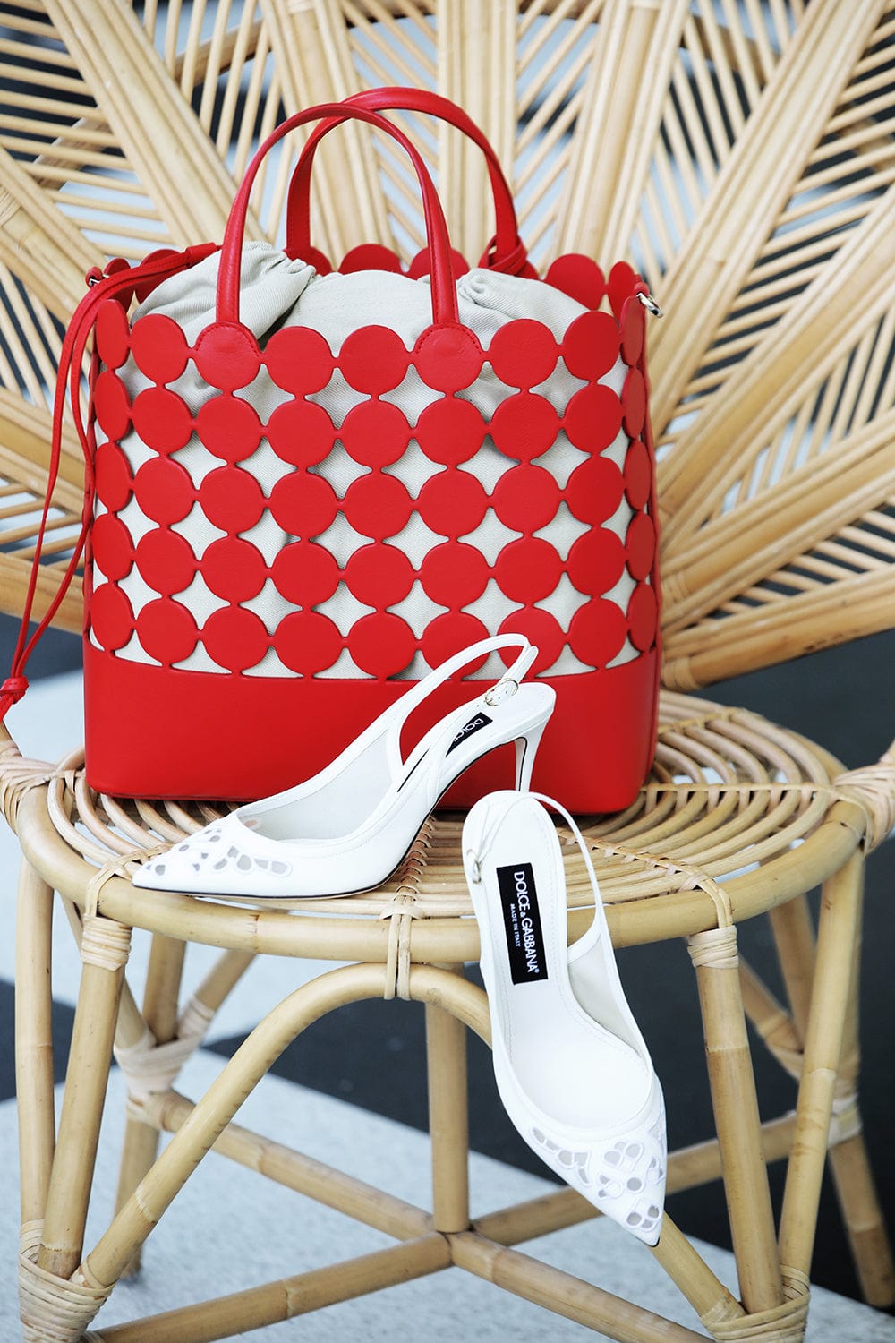 PIERRE HARDY-Bulles Tote Bag - Red-RED/SAND