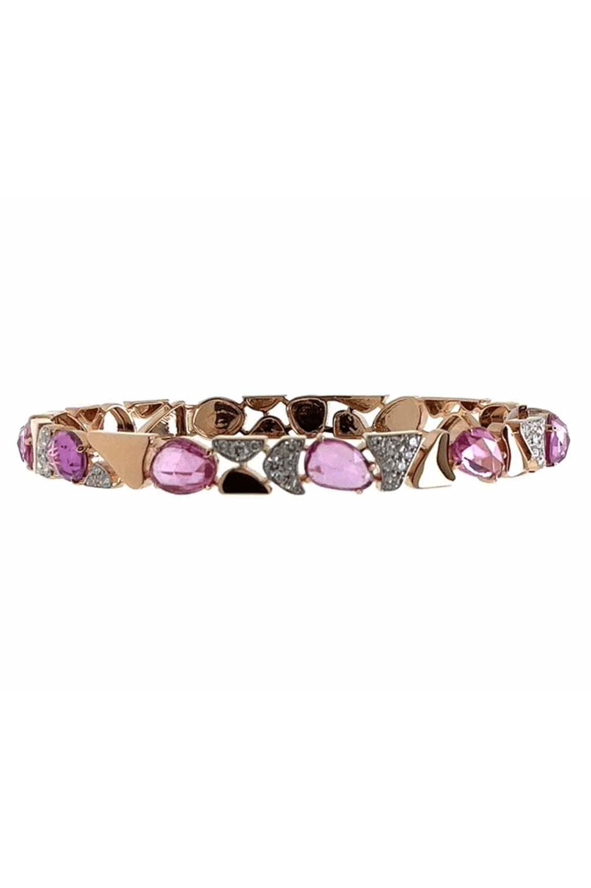 Pink Sapphire Freeform Bangle Bracelet-ROSE GOLD-JEWELRYFINE JEWELBRACELET O-PIRANESI