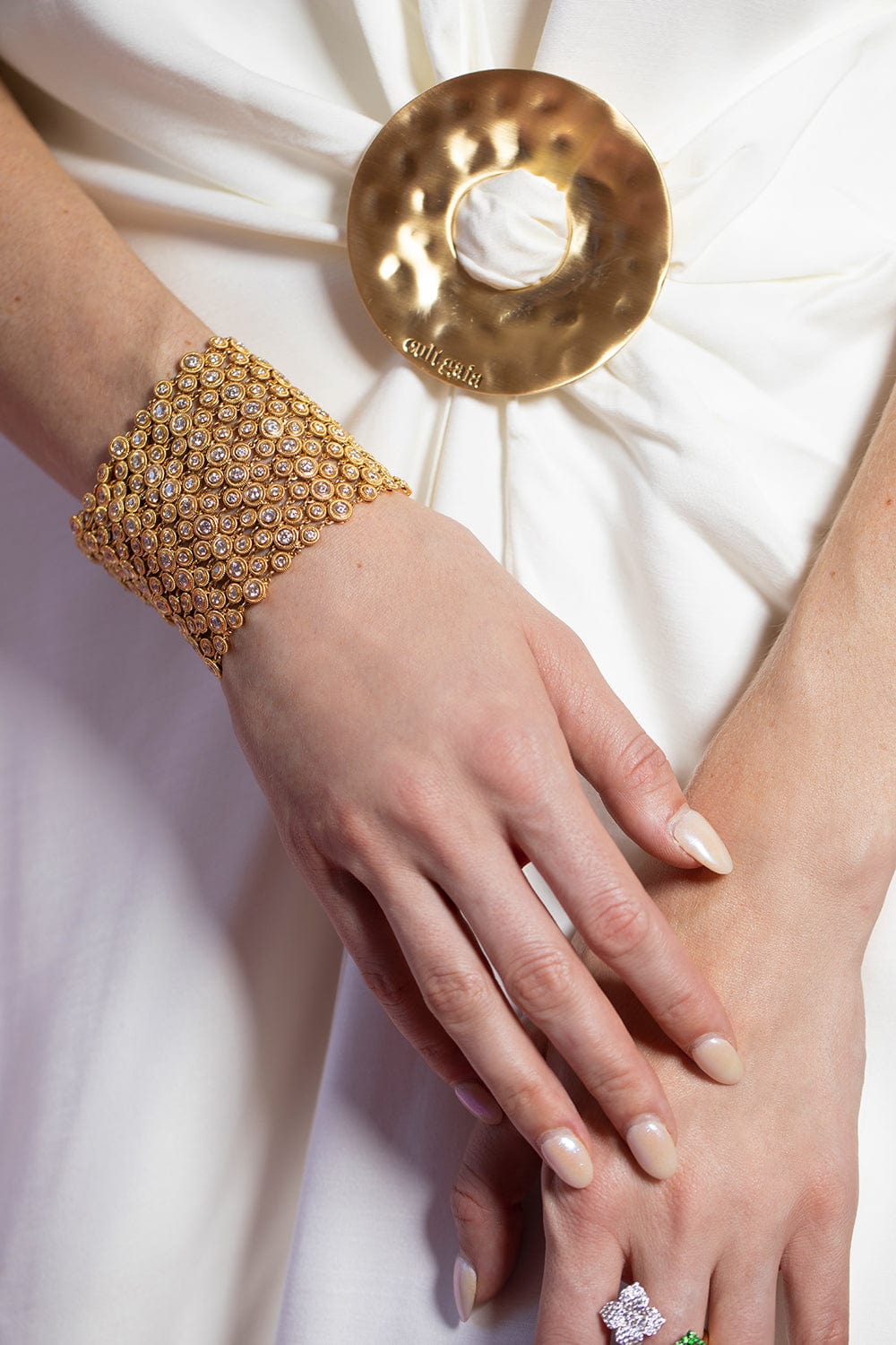 PIRANESI-Wide Diamond Mesh Bracelet-ROSE GOLD