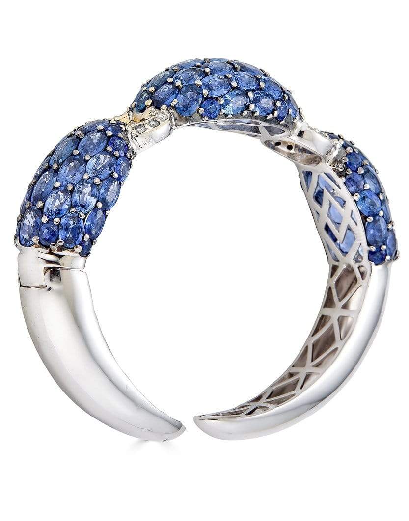 PIRANESI-Oval Blue Sapphire Bracelet-WHITE GOLD