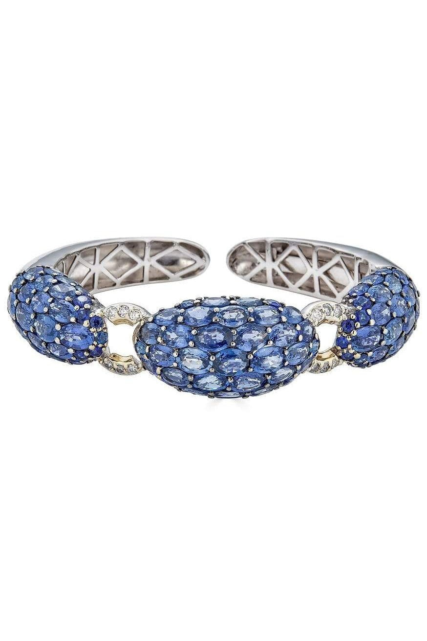 PIRANESI-Oval Blue Sapphire Bracelet-WHITE GOLD