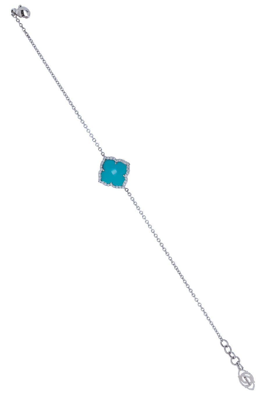 PIRANESI-Turquoise Flower Bracelet-WHITE GOLD