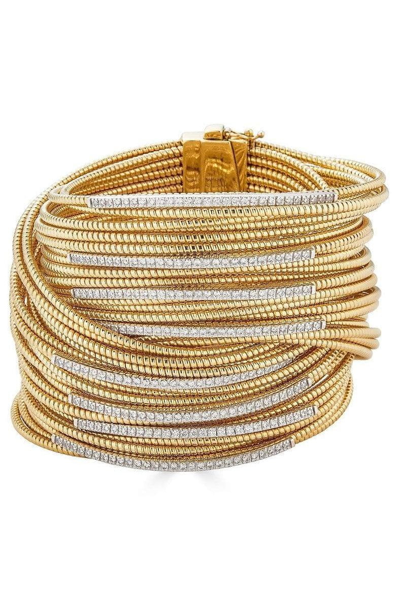 PIRANESI-Diamond Wire Cuff Bracelet-YELLOW GOLD