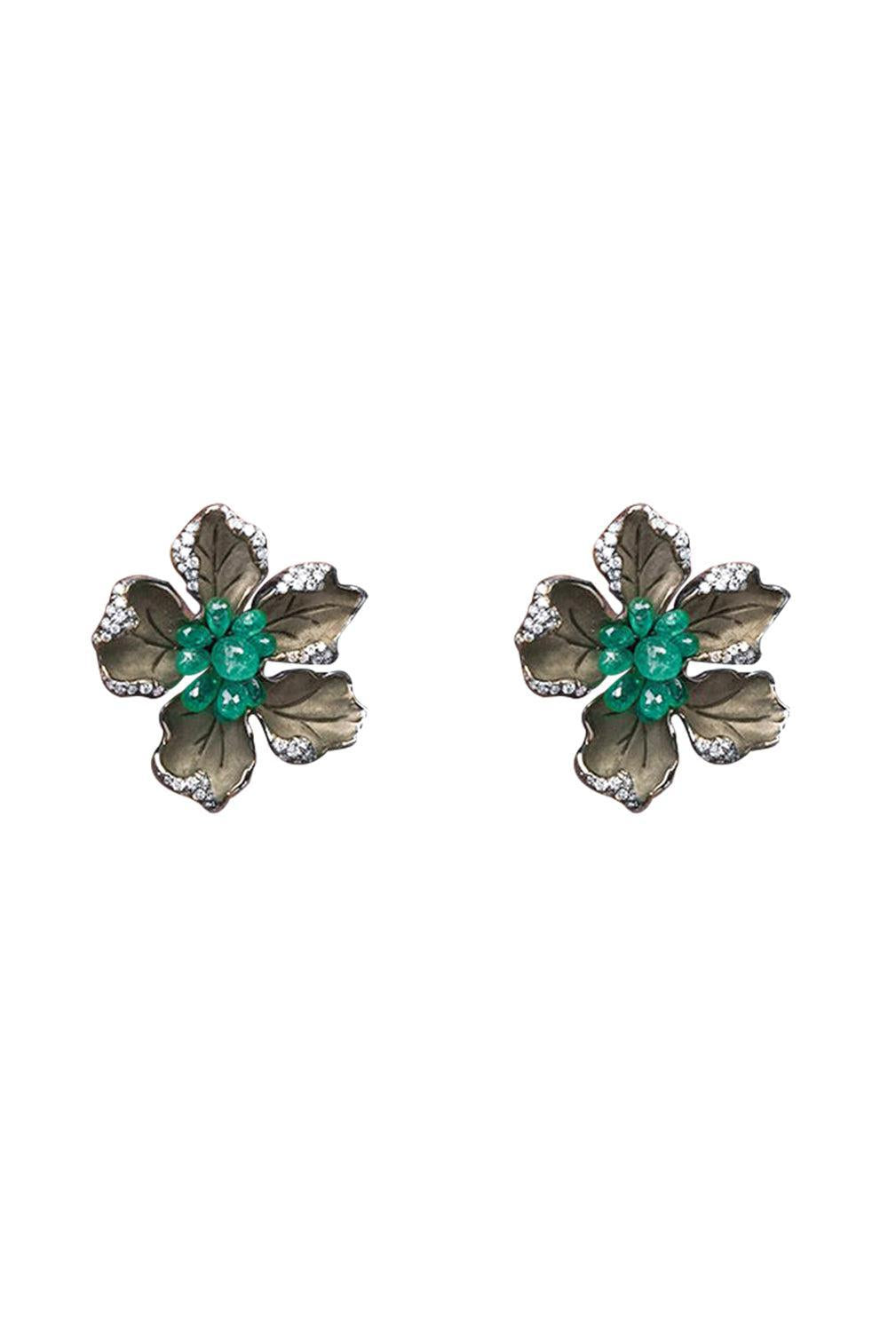Emerald Botanica Earrings-BLACK GOLD-JEWELRYFINE JEWELEARRING-PIRANESI