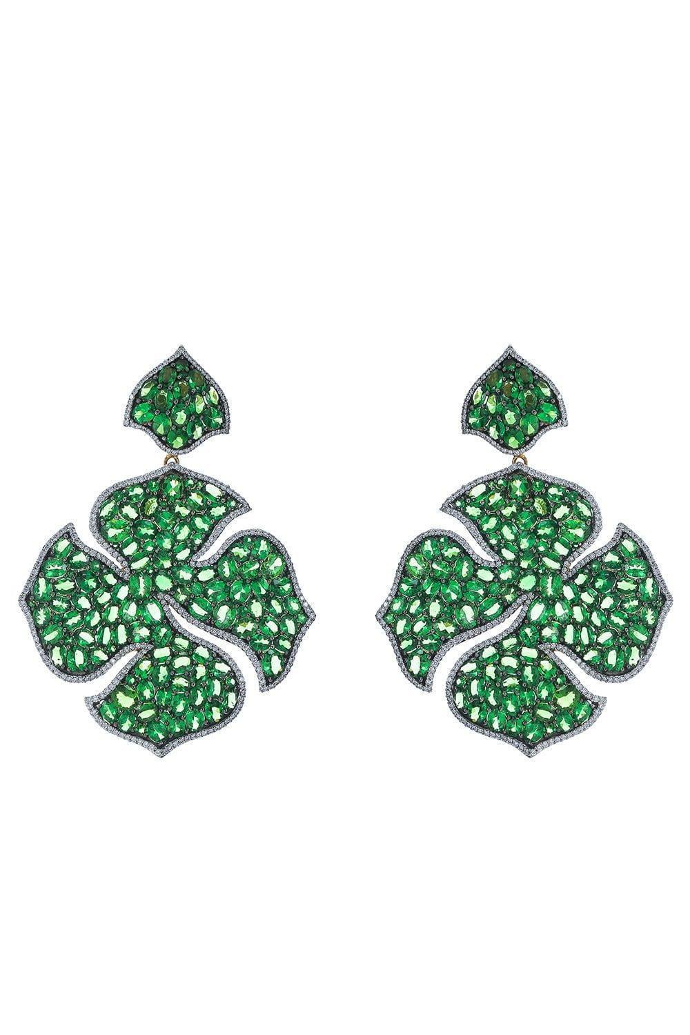 PIRANESI-Mosaique Large Floral Earrings-BLACK GOLD