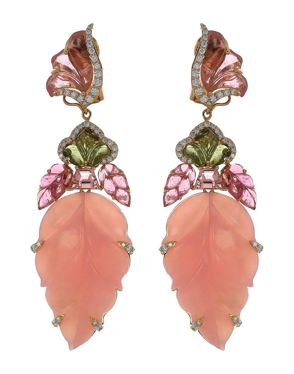 PIRANESI-Carved Pink Opal Earrings-ROSE GOLD