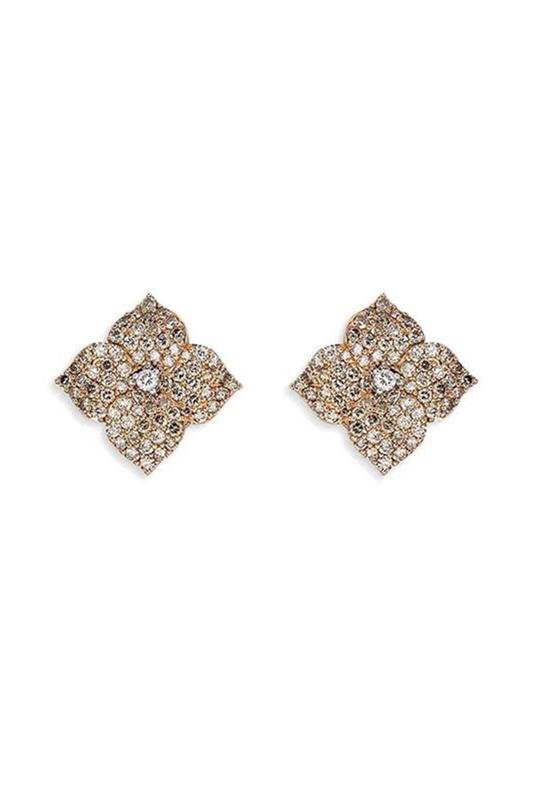 PIRANESI-Champagne Diamond Flower Earrings-ROSE GOLD