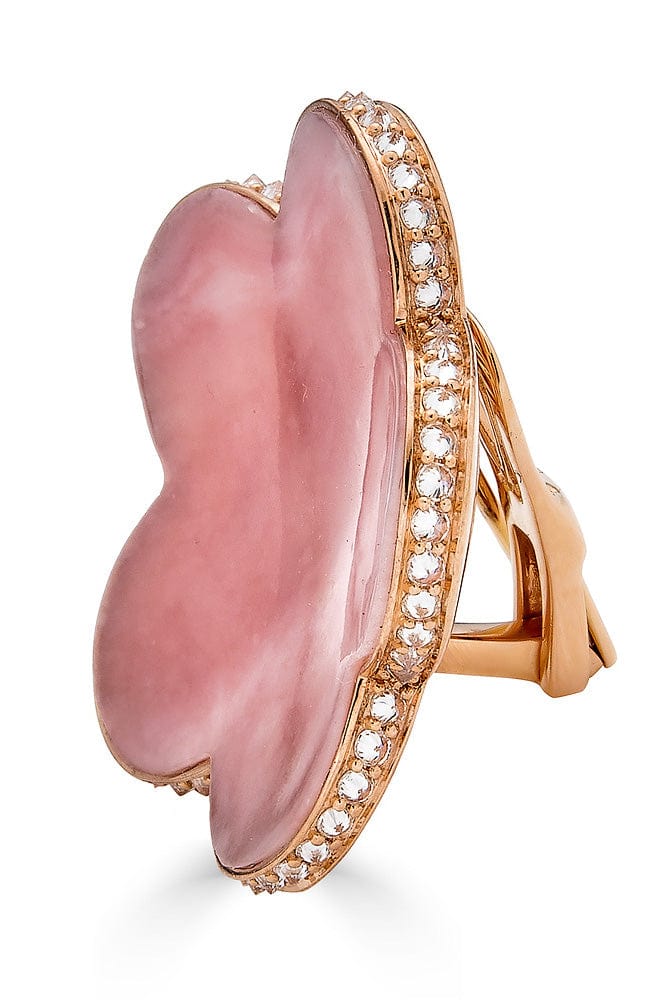PIRANESI-Large Pink Opal Flower Earrings-ROSE GOLD