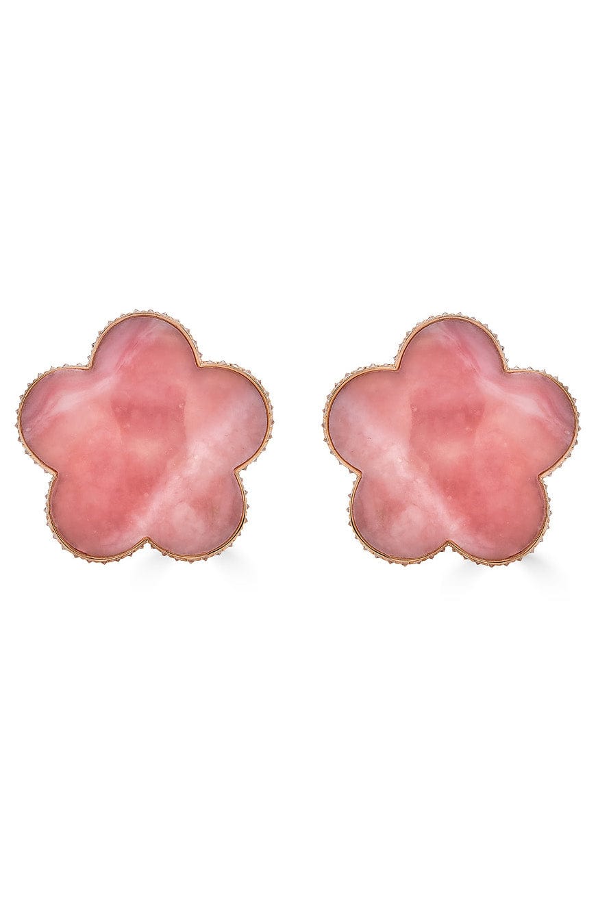 PIRANESI-Large Pink Opal Flower Earrings-ROSE GOLD