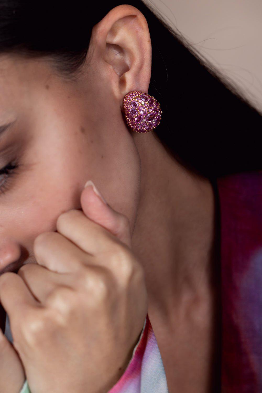 PIRANESI-Mosaique Button Earrings-ROSE GOLD