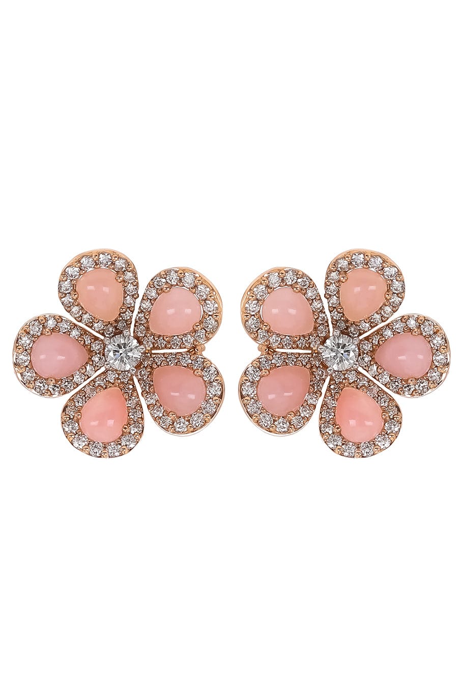 PIRANESI-Opal and Diamond Flower Earrings-ROSE GOLD