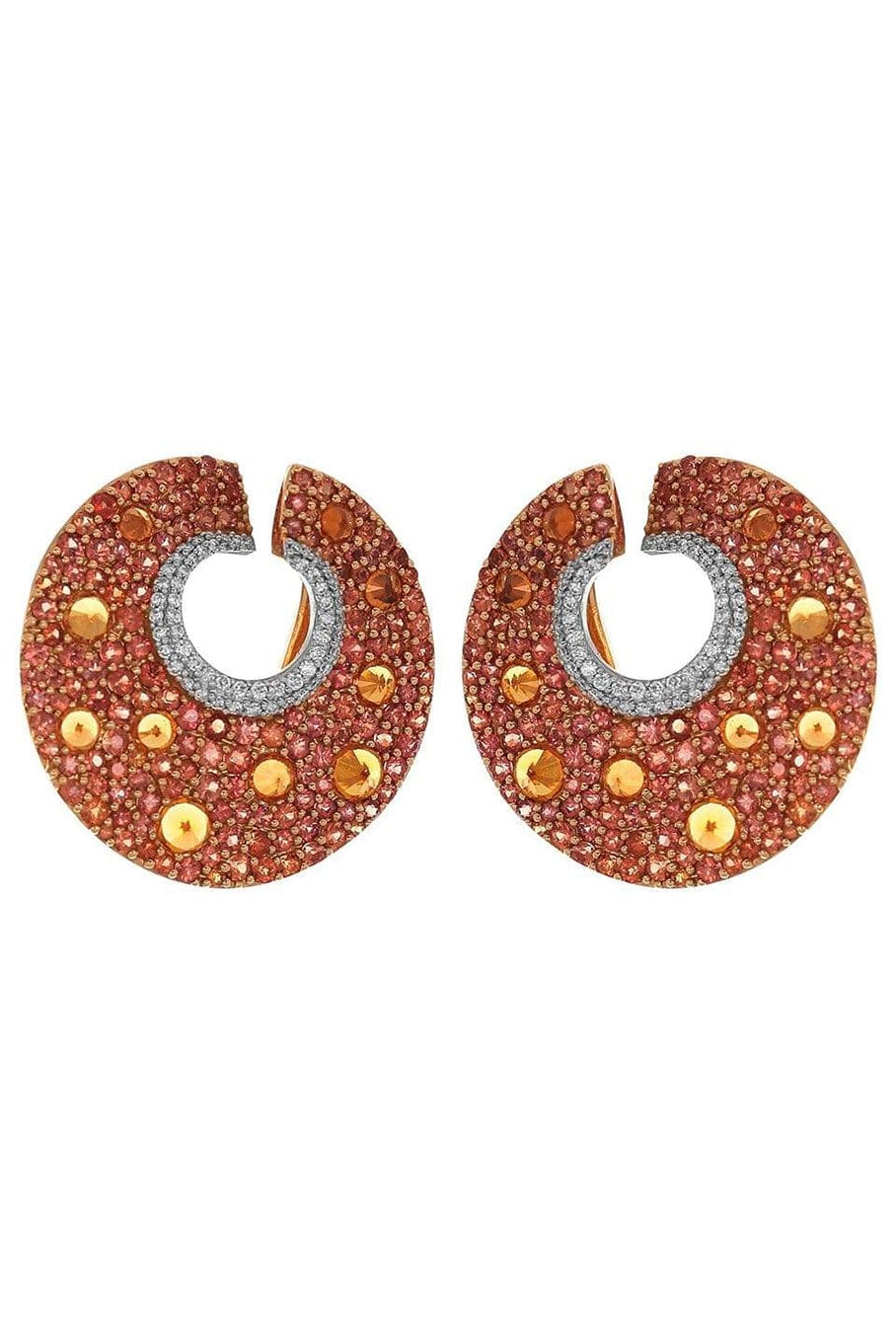 PIRANESI-Orange Sapphire and Diamond Earrings-ROSE GOLD