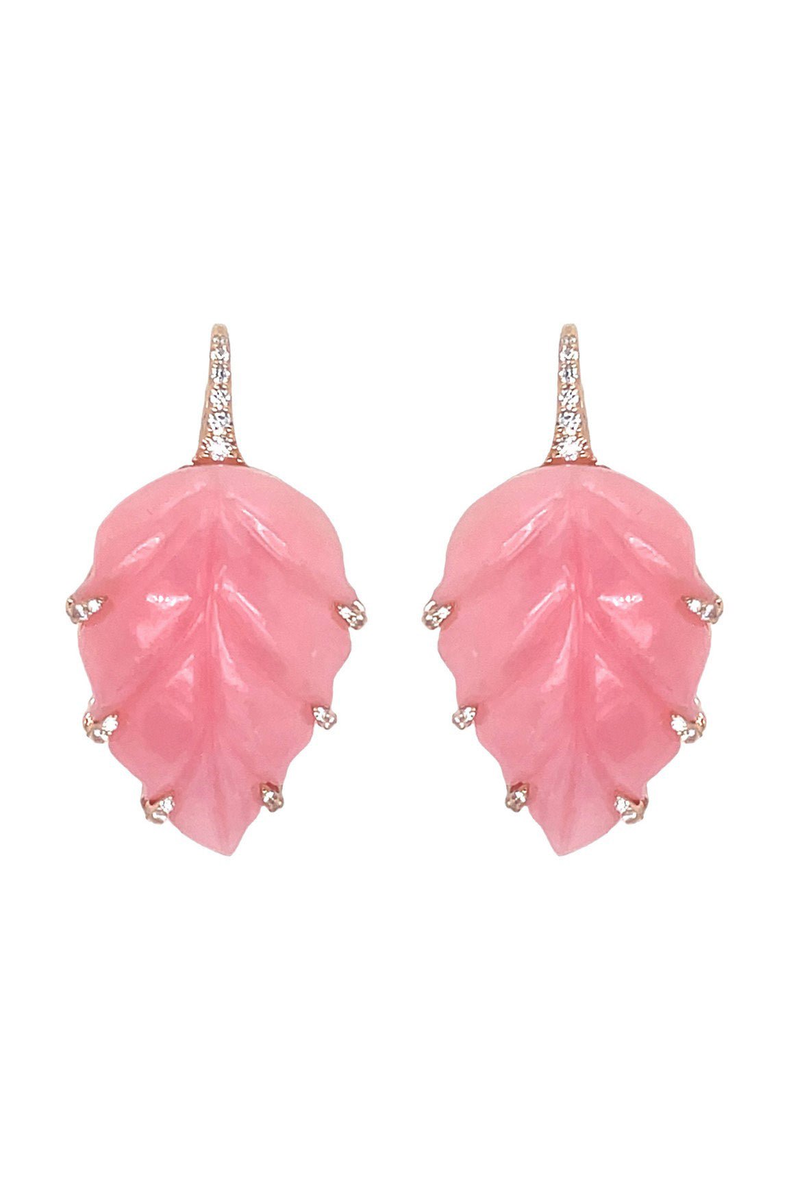 PIRANESI-Pink Opal Leaf Earrings-ROSE GOLD