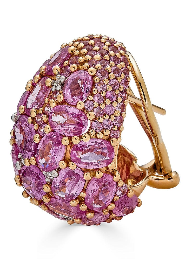 PIRANESI-Pink Sapphire Dome Earrings-ROSE GOLD