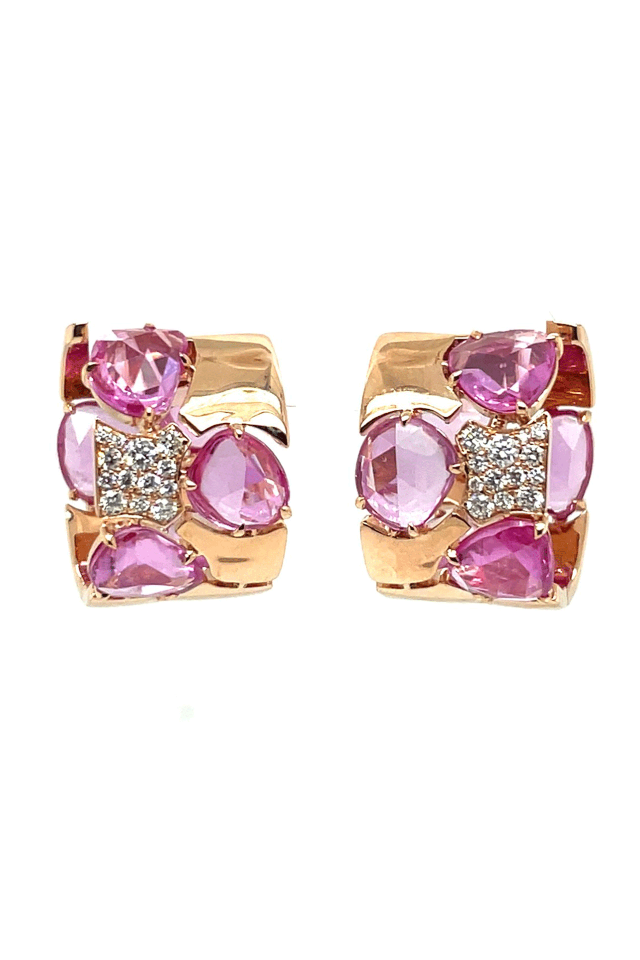 Pink Sapphire Freeform Earrings-ROSE GOLD-JEWELRYFINE JEWELEARRING-PIRANESI
