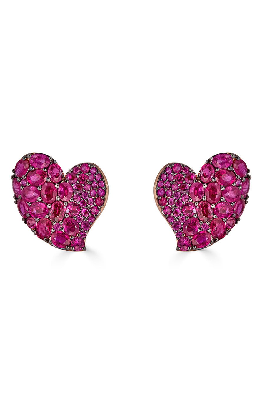 PIRANESI-Pink Sapphire Medium Heart Earrings-ROSE GOLD