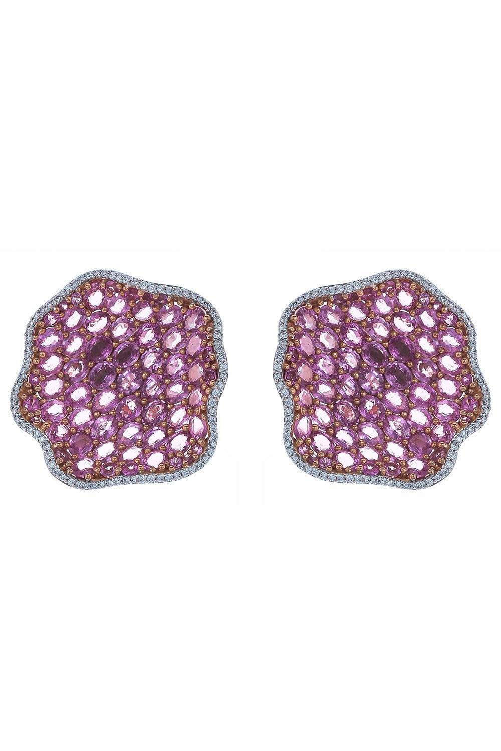 PIRANESI-Round Pink Sapphire Earrings-ROSE GOLD